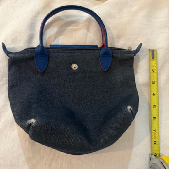 Longchamp Blue Denim Modele Depose Canvas
Mini Tote Bag Leather Trim Pink/Blue - Picture 13 of 16